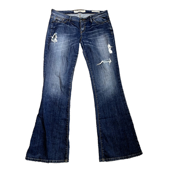 Y2K Guess Premium Jeans Womens 31 Low Rise Flare Distressed Urban Streetwear - Picture 1 of 8